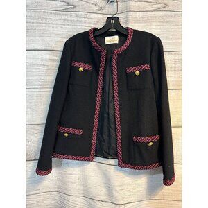 Vintage 1970's Abe Schrader Black & Pink Bouclé Jacket With Button Pockets Size